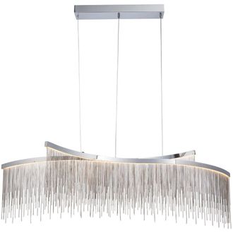 Loops Twin Ceiling Pendant Light Fitting - Chrome Plate & Silver Waterfall Chains in Metallics