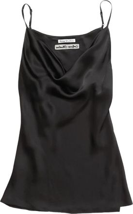 Acne Studios Glanzende satijnen tanktop - Dames - Tops zonder mouwen - Zwart - M - Satijn - Tops