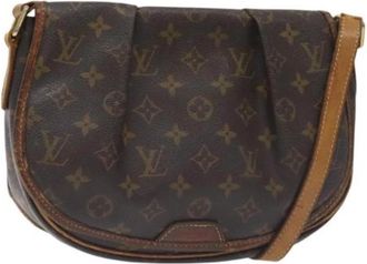 Louis Vuitton Tweedehands Canvas Louis Vuitton tassen - Dames - Vintage Schoudertas - Bruin - ONE Size - Leer - Vintage