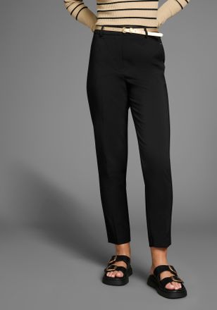 Laura Scott Chinohose LAURA SCOTT, Damen, Gr. 34, N-Gr, schwarz, Web, Obermaterial: 94% Polyester, 6% Elasthan, figurbetont kn&ouml;chellang, Hosen Chinohose, mit pass