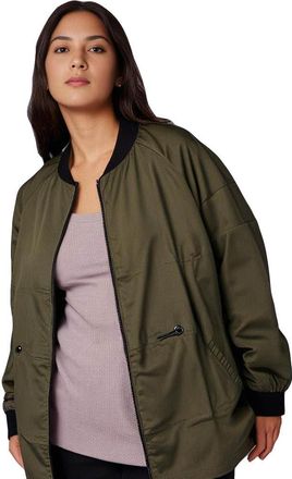 Generic Womens Plus Size Jacket Longline Bomber Military Khaki (UK, Numeric, 16, Plus, Regular, Khaki)
