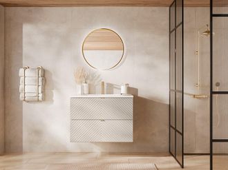 Vente-Unique Mobile bagno sospeso sotto lavabo a spina di pesce Beige 80 cm - DORIONI
