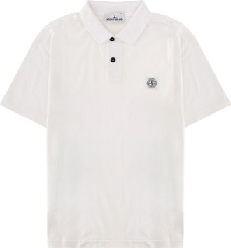 Stone Island White Shirt Collar Polo