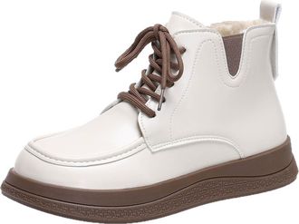 Generic Beige Ladies Everyday and Casual Versatile Plus Size Short Tube Thick Sole Height Increasing and Warm and Comfortable Short Boots Perfect for Outdoor 