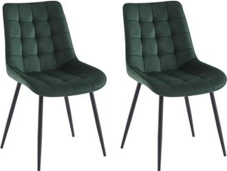 Vente-Unique Vente-unique - Sedia imbottita in Velluto e Metallo Nero Verde - Lotto di 2 - ollua