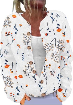 Generic Christmas Sweaters for Women Cute Funny Xmas Tree Santa Claus Snowman Elk Print Lightweight Long Sleeve Shirts Open Front Button Down Sweater Cardigan