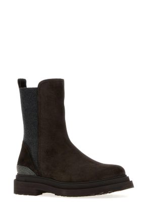 Brunello Cucinelli Womens Dark Brown Suede Boots Pepe Stivali
