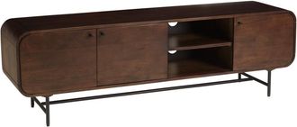 Macabane Mueble para televisi&oacute;n de dise&ntilde;o en madera oscura y metal negro