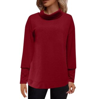 Generic Ladies Polo Neck Jumpers Trendy Plus Size Knitted Jumper Dressy Casual Pullover Turtleneck Sweaters Thermal Roll Neck Sweaters Long Sleeve Going Out K