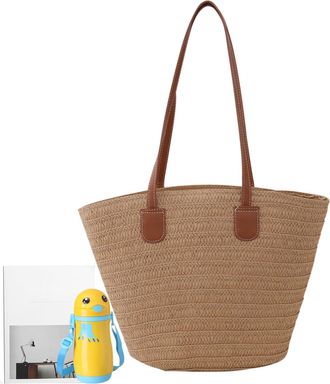 Generic Shoulder Bag - Straw Woven Shoulder Handbag Design, Portable Fashionable Sling Bag, Multifunctional Everyday Shoulders Bags, Travel Work Casual Featur