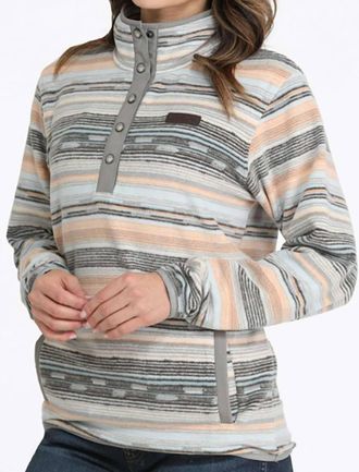 Cinch Womens 1/2 Snap Fleece Pullover In Grey Multi