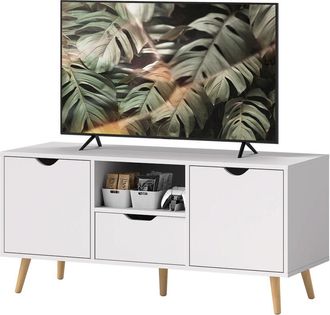 HOMCOM Homcom - Mobile Porta tv Moderno in Truciolato e Legno di Pino Bianco Colore Legno