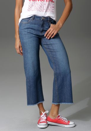 Aniston 7/8-Jeans ANISTON CASUAL, Damen, Gr. 36, N-Gr, blau (dunkelblau), Denim/Jeans, Obermaterial: 98% Baumwolle, 2% Elasthan, Abriebeffekte, unifarben, fig