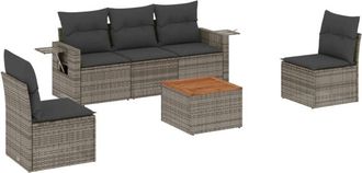 vidaXL Set De Muebles De Jard&iacute;n 6 Pzas Y Cojines Rat&aacute;n Sint&eacute;tico Gris Vidaxl