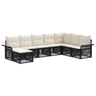vidaXL Conjunto De Sof&aacute;s De Jard&iacute;n 8 Pcs Negro Rat&aacute;n Sint&eacute;tico Vidaxl