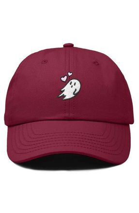 Dalix Heartly Ghost Embroidered Cap in Maroon at Nordstrom