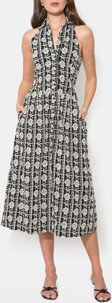 Adelyn Rae Hazer Embroidered Halter Midi Dress in Black at Nordstrom, Size X-Small