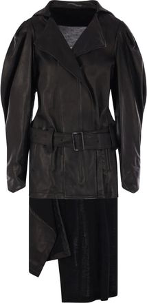 Yohji Yamamoto belted puff-sleeve coat - Nero
