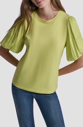 DKNY Mixed Media Top in Limeade at Nordstrom, Size X-Large