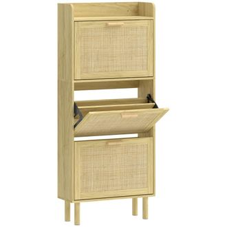 HOMCOM Mueble zapatero 65x24.5x153 cm roble