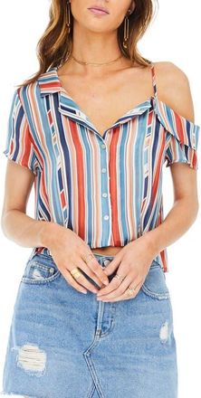 ASTR the Label Logan One-Shoulder Stripe Top in Geo Multi Stripe at Nordstrom, Size X-Small