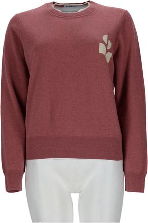 Isabel Marant Relaxed Fit Burgundy Knit Sweater With Abstract Patch Detail