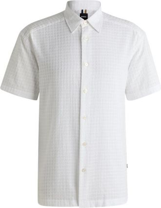 BOSS Relaxed-fit shirt in waffle-structured cotton