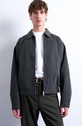 Topman Faux Suede Bomber Jacket in Charcoal at Nordstrom, Size Xx-Large