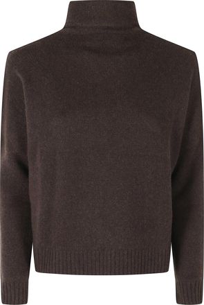 Kujten Tila Brown High-Neck Raglan Cashmere Sweater