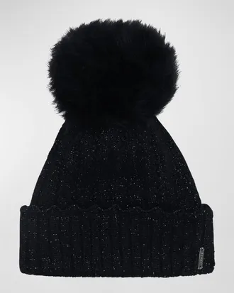 Gorski Knit Beanie with Lamb Fur Pom