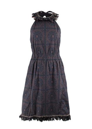 Chanel Fringed CC Paisley Print Halterneck Dress Size S
