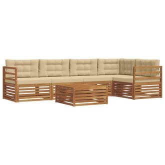 vidaXL Conjunto De Sof&aacute;s De Exterior Con Coj&iacute;n 6 Pcs Natural Y Beige Vidaxl