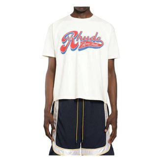 Rhude T-Shirts, male, White, Size: S Pit Stop Tee