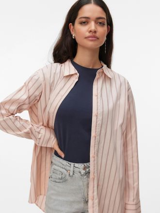 Vero Moda Hemdbluse VERO MODA VMELINA LS SHIRT WVN NOOS, Damen, Gr. XS, chintz rose stripes:ella stripe, Web, Obermaterial: 100% Baumwolle, gestreift, bequem Po