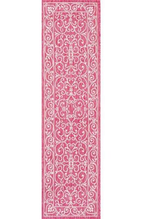 Jonathan Y Designs Charleston Vintage Filigree Textured Weave Indoor/Outdoor Area Rug in Fuchsia/light Gray at Nordstrom, Size 3Ft 0In X 5Ft 0In
