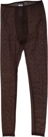 Dolce & Gabbana Womens Nylon Logo Lace Leggings Brown Elastane