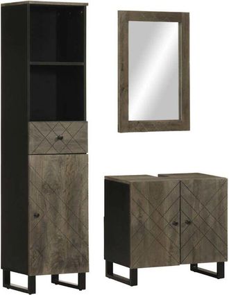 vidaXL Vidaxl - Conjunto De Muebles De Ba&ntilde;o 3 Piezas Madera Maciza Mango Negro