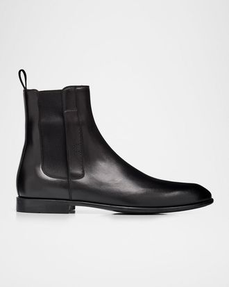 Ferragamo Mens Angle Smooth Leather Chelsea Boots