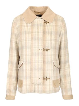 Fay Short Jacket With 3 Hooks Coats Beige-Donna