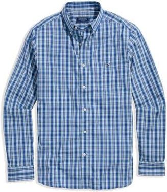 Vineyard Vines Wavecrest Plaid Stretch Cotton Poplin Button-Down Shirt in Moonshine at Nordstrom Rack, Size Xx-Large
