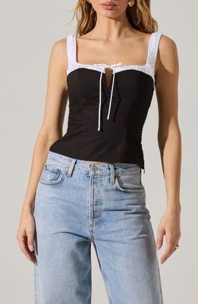 ASTR the Label Milkmaid Top in Black Contrast at Nordstrom Rack, Size X-Small