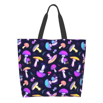Generic Colorful Mushrooms3 Women Handbag Waterproof Shopping Bag Durable Shoulder Bags For Travel Camping Ladies