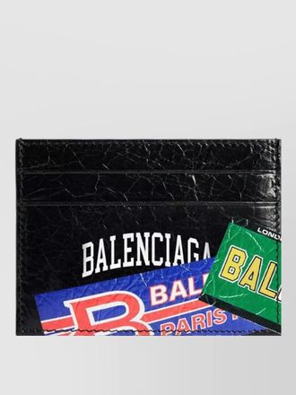 Balenciaga leather printed card holder
