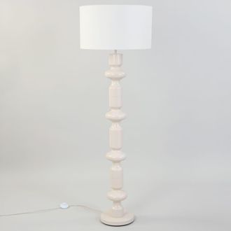 Maisons du monde L&aacute;mpara de pie de acero y pantalla de tela crema, 157 cm