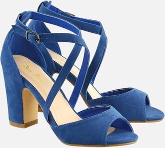 XY London Womens XY London Womens/Ladies Alice Strappy Mid High Block Sandals - Navy - Size: 5