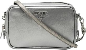 Prada Pre-owned Saffiano Triangle Shoulder Bag - Dames - Vintage Schoudertas - Grijs - ONE Size - Leer - Vintage