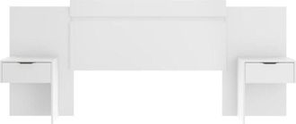 Vente-Unique Vente-unique - Testata letto allungabile con comodini - 140/160 cm - Bianco - parati
