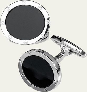 Jan Leslie Round Onyx Cuff Links