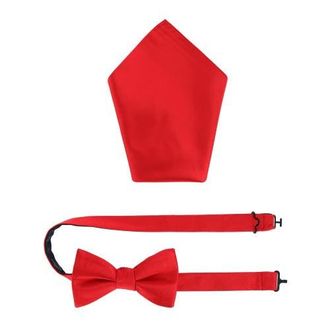Trafalgar Store Sutton Solid Color Silk Bowtie and Pocket Square Combo in Red at Nordstrom