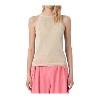Fracomina Sleeveless Tops, female, Beige, Size: XL Top